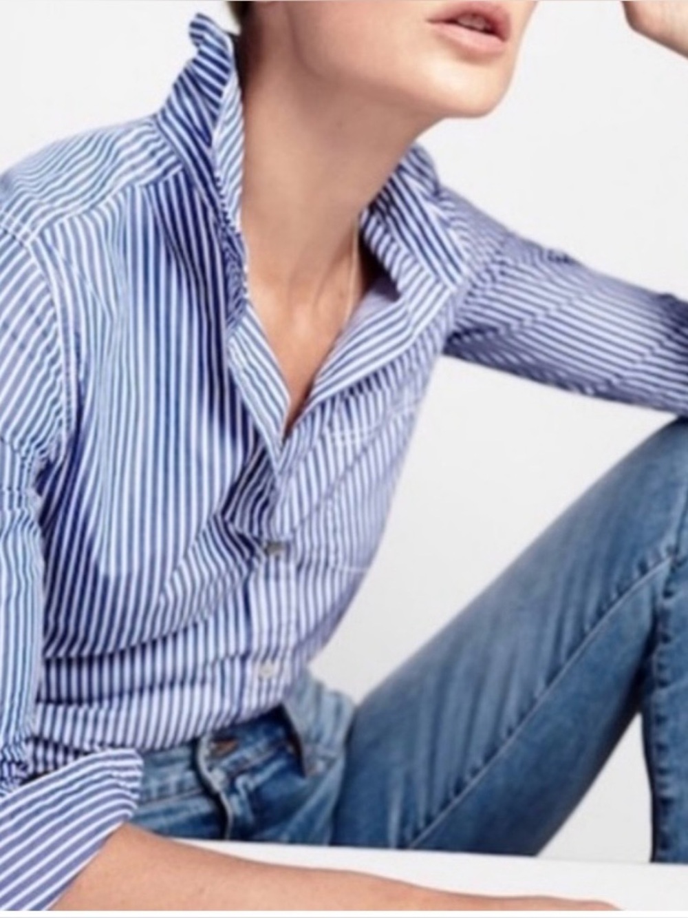 J. Crew Haberdashery Women’s M Blue White Striped Shirt Classic Preppy Career